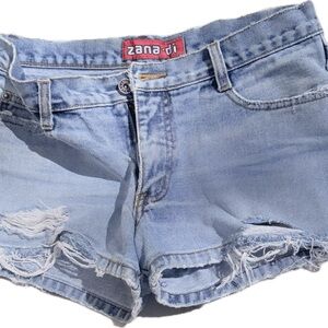 Vintage Y2-K Zana Di Light Wash Distressed Denim Cutoff Shorts